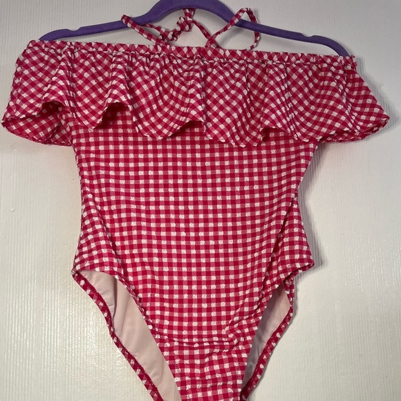 J. Crew Red Gingham Women's One Piece Swimsuit - Picture 8 of 8